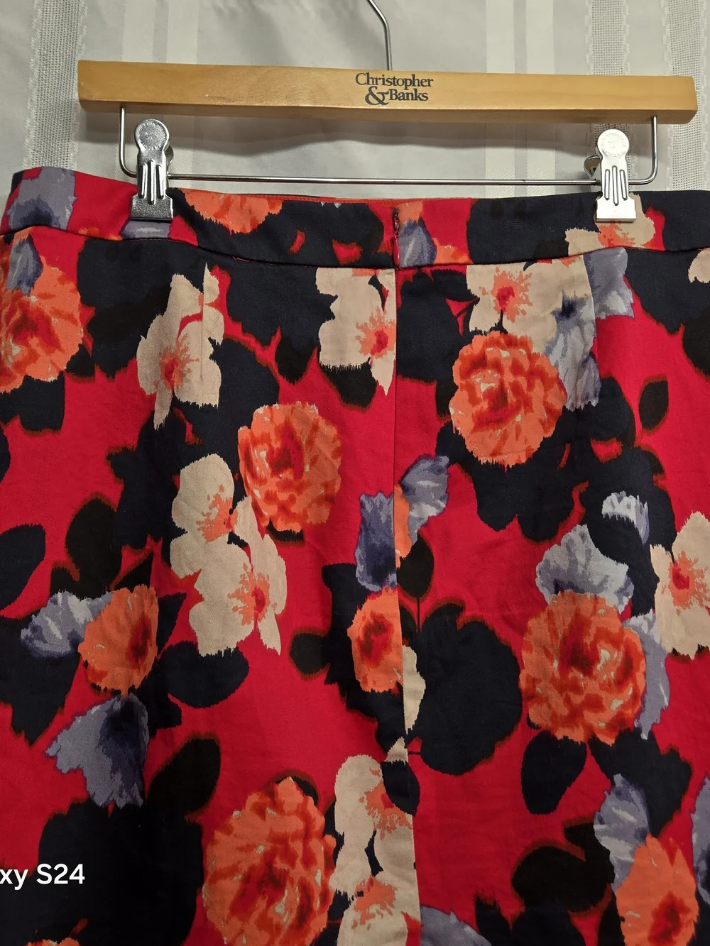 Bright Floral Red A-Line Skirt
